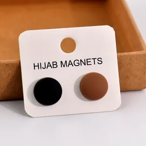 2pcs round hijab magnets set matte finish magnetic pins clothing hijab accessories white card