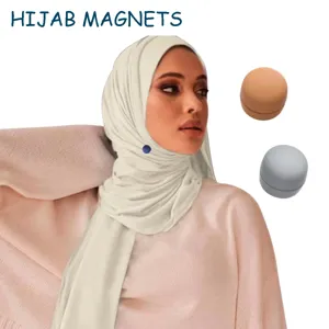 Muslim hijab magnetic pins set, matte metal round anti-slip headscarf hijab magnets.