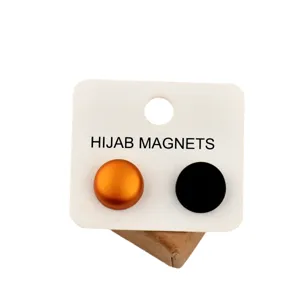 2pcs round matte metal hijab magnets set, seamless anti-glare pins for Muslim headscarves.