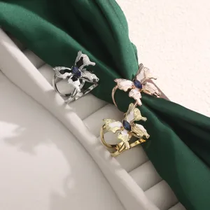 Elegante Schmetterling Seidenschal Schnalle Ring Clip Damen Hemd Kragen Deko Accessoire.