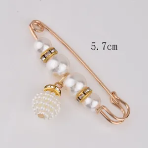 Spilla di Sicurezza con Perle e Strass Regolatore Vita Fibbia Anti-Esposizione 5.7cm