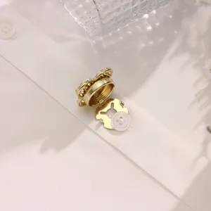 Gold tone decorative shirt button cover stylish metal cufflink accessory for men and women