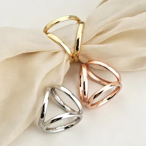 Triple interlocking metal scarf ring buckle multi-purpose brooch clip jewelry for women