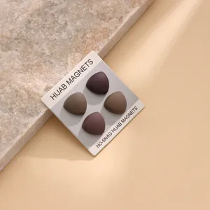 Triangle hijab magnets set of four brown magnetic pins for secure scarf fastening.