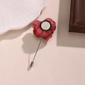 Spilla con fiore in tessuto rosso accessorio fai da te rosa artificiale per decorazione