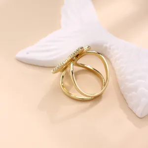 Gold-tone four-leaf clover silk scarf ring clip versatile shirt bowknot brooch jewelry accessory