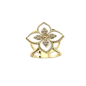 Korean style four leaf clover scarf ring buckle rhinestone metal shirt collar brooch