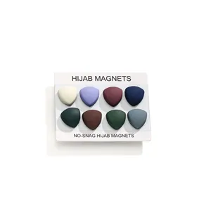 Set of 8 colorful triangular hijab magnets, non-snag strong magnetic pins for scarves.