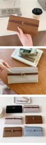 Elegante lange dames portemonnee van suède patchwork met retro gesp en diverse kleuren.