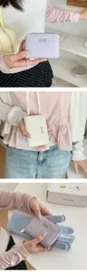 Minimalist bifold wallet for women, compact card holder with cute metal lock decor.