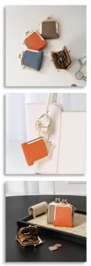 Mini kiss-lock coin purse cute leather ring storage pouch portable small jewelry bag
