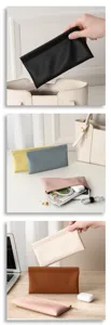Japanische minimalistische Litschi-Muster Quetsch-Münztasche tragbare Kartenhaltertasche