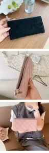 Damen lange Geldbörse mode Portemonnaie kartenetui elegante reißverschluss tasche