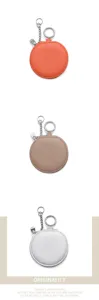 Round mini headphone pouch portable coin purse with keychain and mirror for daily use