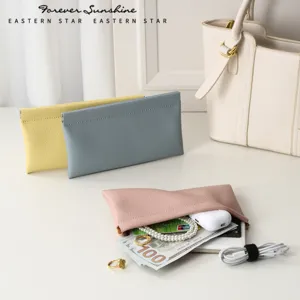 Damen minimalistische Litschi Muster große Feder Münzbörse tragbare Kartenhalter Tasche