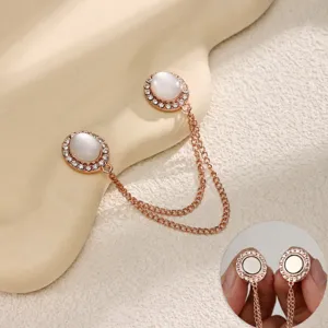 Spilla a Catena con Bottone Magnetico Strass Lega Clip per Sciarpa Spilla per Mantello Accessori per Abbigliamento Gioielli