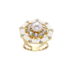 French vintage pearl scarf buckle rhinestone shawl ring elegant women clothing accessories