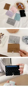 Slim silk polka dot bow card holder multi-slot mini short wallet daily use for women