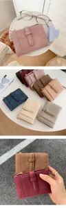 Nahaufnahme Details des minimalistischen PU Leder Bifold Portemonnaies in schicken Farben.
