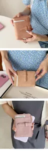 Minimale PU Weichleder kurze Geldbörse für Damen, süße zweifach Faltkarten und Münzhalter.