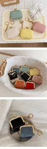 Mini borsamonete con chiusura a bacio in pelle portachiavi borsa portaoggetti