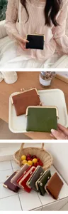 Damen retro kurzer Kuss Verschluss Münzgeldbörse Vintage multifunktionales Klappgeldbeutel