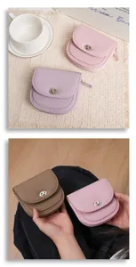Piccolo portamonete con chiusura a torsione, elegante mini portafoglio in pelle PU da donna