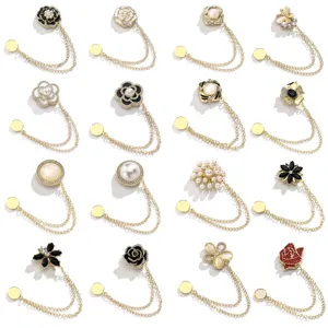 Legering Kunstparel Strass Magnetische Sjaalclip Bro brooch Speld Mode Kleding Kraag Anti-glans Gesp Voor Vrouwen