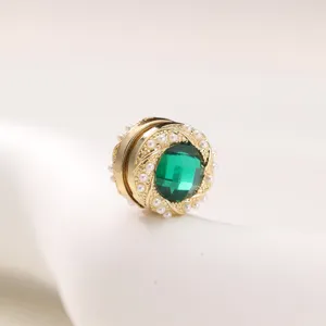 Vintage groen kristal parel magnetische hijab speld stijlvolle stofvriendelijke sjaal accessoire