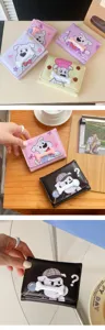 Cute cartoon dog trifold wallet for women, stylish PU leather card holder and coin purse.