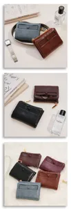 Retro PU Leder kurze Geldbörse mit Kartenfächern und Vintage Münzfach für Damen