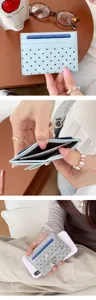 Slim polka dot bow card holder minimalist multi-functional wallet for women daily use
