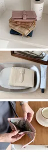 Damen kurze PU Leder Geldbörse minimalistisch doppelt faltbar Münzfach Kartenetui chic