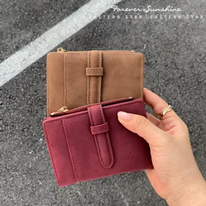 Damen Bifold Kurze Geldbörse PU Weiches Leder Portemonnaie Kleines Münzfach Kreditkartenhalter Minimalistisches Mini Portemonnaie