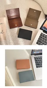 Portefeuille court minimaliste pour femme en cuir PU porte-cartes multi-fentes porte-monnaie