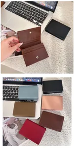Portefeuille minimaliste en cuir PU pour femme, porte-cartes court et porte-monnaie pratique.
