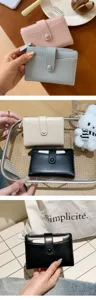 Women short wallet PU leather card holder zipper coin purse cute bifold purse daily use