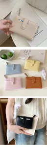 Minimalist short women wallet with snap closure and zipper coin pocket, multi colors.
