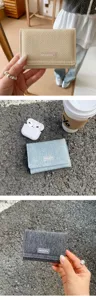 Denim style casual short wallet, lightweight compact faux leather coin purse for women.
