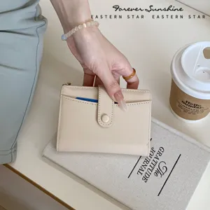 Women Macaron Color Short PU Leather Wallet Large Capacity Bi-Fold Coin Purse Ultralight Card Holder Cash Pocket Wallet For Daily