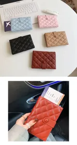 Vielseitiger gesteppter Kaviarleder Reisepasshalter Dokumentenorganizer Tasche Etui