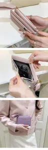 Japanischer Stil Damen bifold kurze Geldbörse große Kapazität Münzfach mit Reißverschluss