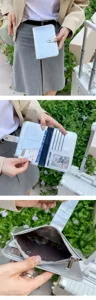 Silberner PU Leder Reise Passinhaber mit Kartenfaechern, Reissverschlusstasche und Ticketfach.