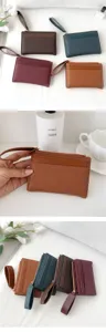 Damen kurze Reißverschluss Brieftasche Kartenhalter mit Handschlaufe in verschiedenen