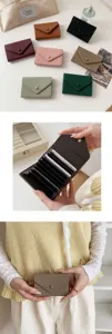 Minimalist envelope card holder wallet, stylish multi-color compact PU leather card case.