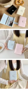 Korean style glossy patent leather M5 loose leaf mini binder notebook with cute star snap button.