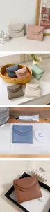 Minimalistisches PU-Leder Mini Portemonnaie Kartenetui mit Druckknopf, schickes einfarbiges Design.