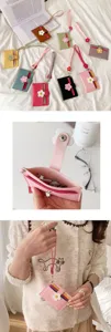 Y2K Dopamin Blumen Kartenetui Geldbörse mit Handschlaufe süße Münztasche für Damen Mädchen