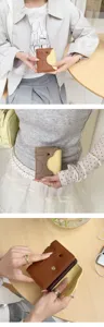 Kurzes Damen Akkordeon Kartenetui mit süßem Elefanten-Design, schmale Lederbrieftasche.