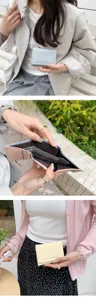 Λεπτομερής όψη του κοντού πορτοφολιού PU από τεχνητό δέρμα με θήκες καρτών και θήκες.